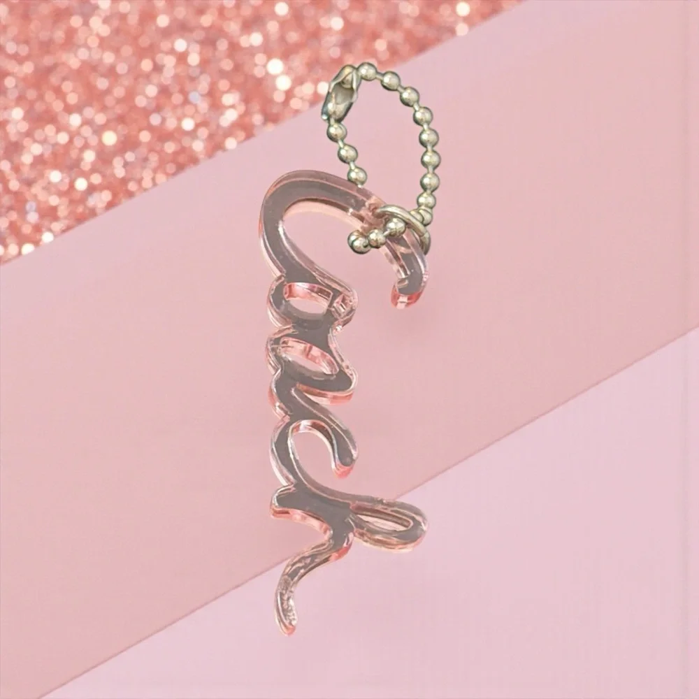 Coach Pink Script Keychain -‎ Bag Charm Authentic Coach ACCESSORY!